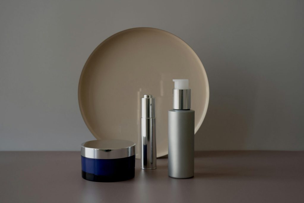Elegant display of skincare products in a minimalist style, ideal for modern beauty brands.